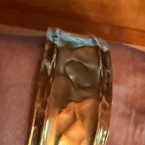 14K Gold Hammered Cuff Bracelet Stamped Italy - Picture 4 of 11